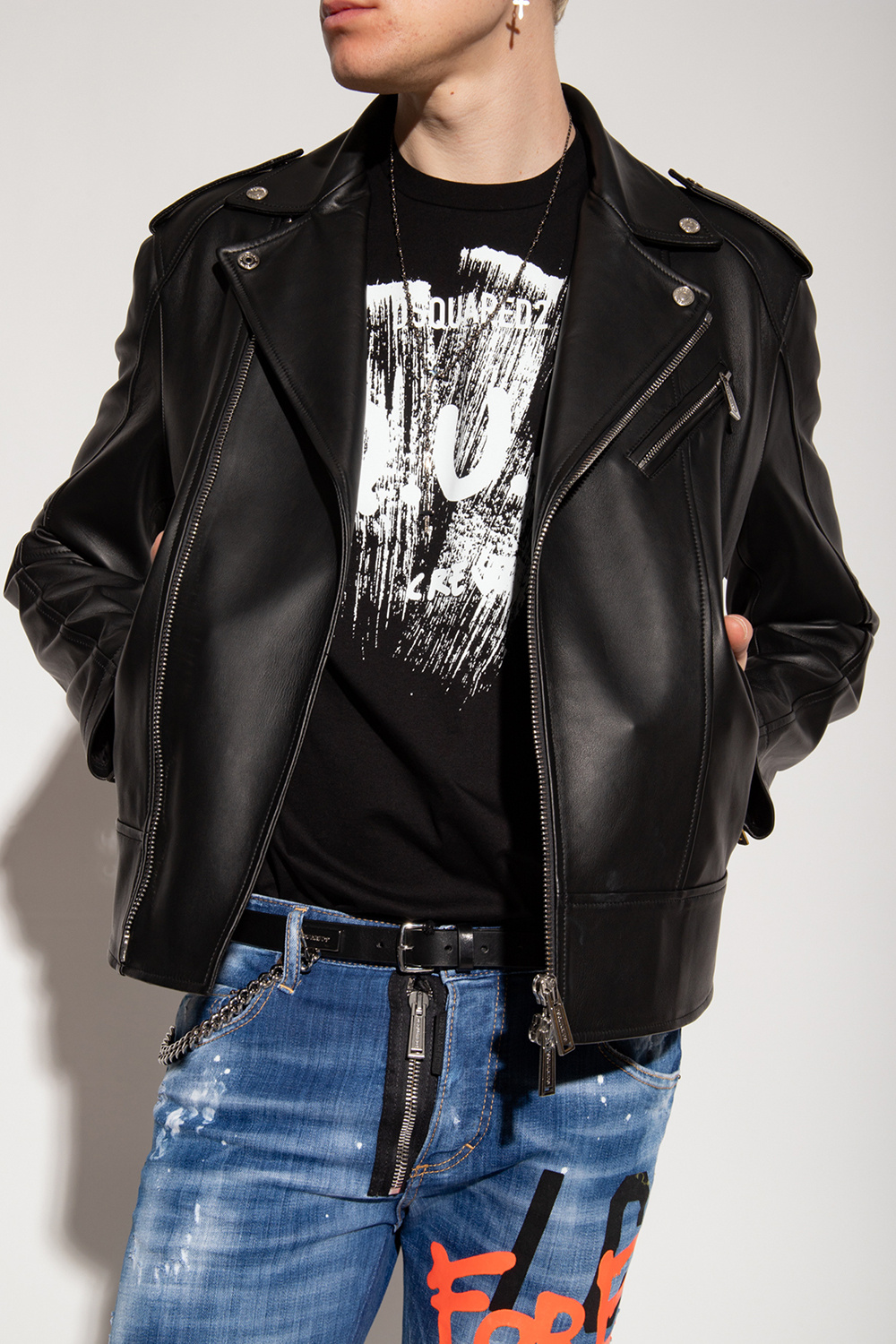 Dsquared leather jacket sale